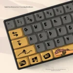 Camel XDA keycaps set, showcasing various angles of the uniform XDA profile. Earthy desert tones and nomadic designs evoke a unique keyboard adventure.