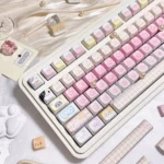 Whimsical Cat Squad PBT dye-sub cat keycaps set. Vibrant, charming feline illustrations on durable COA profile keycaps. A playful upgrade.