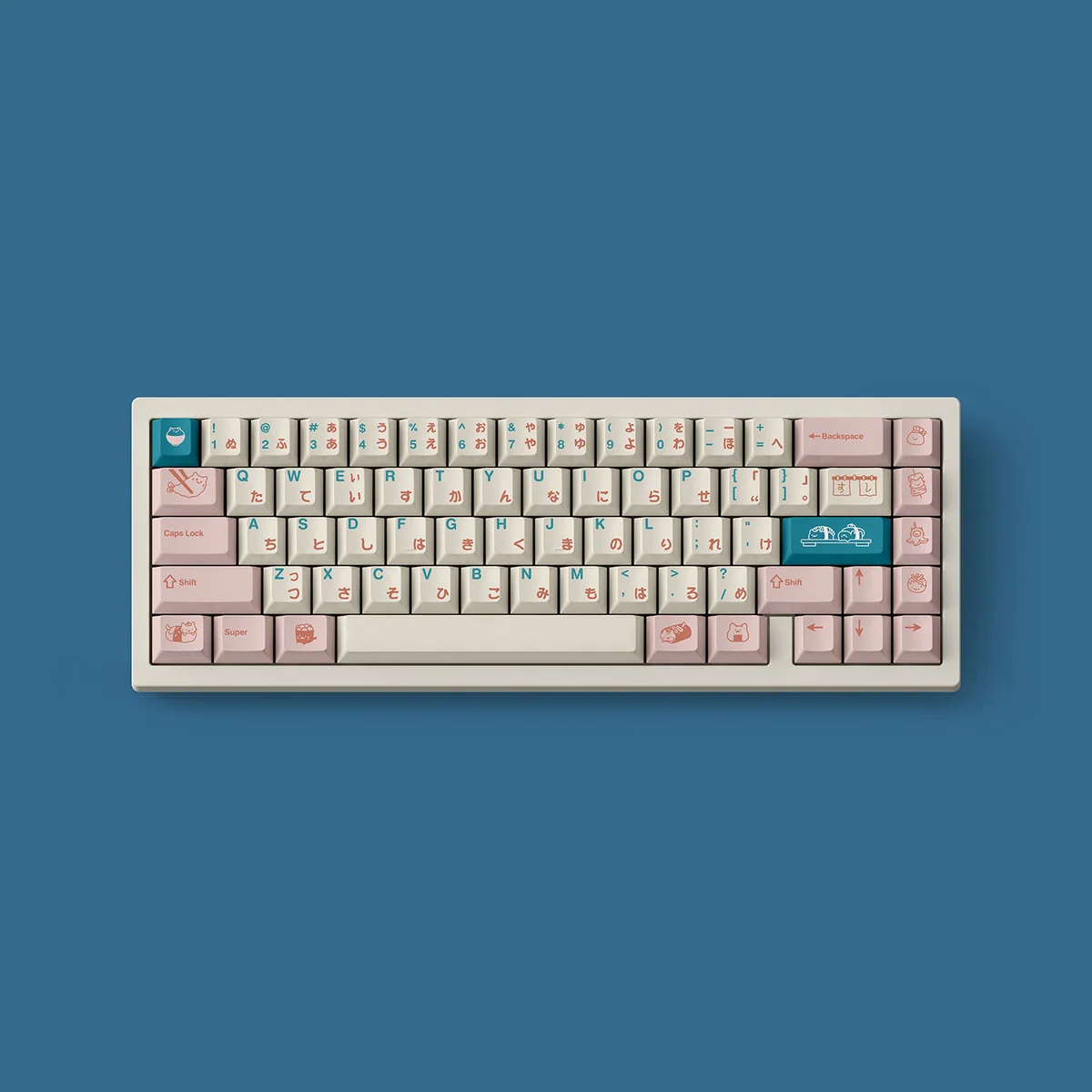 Unique Cat Sushi PBT Dye-Sub keycaps. Gallery view highlights whimsical feline sushi characters, showcasing playful artistry and vibrant detail.
