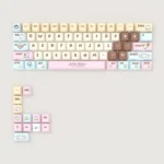 Whimsical Chiikawa Joke Bear PBT keycaps, featuring charming side-printed characters and soft pastel hues.