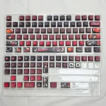 Vibrant Spectral Wuthering Waves Chisa Kuchiba MDA PBT keycaps, showcasing translucent character art from a captivating angle.