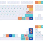 Vibrant Cinque Terre PBT Dye-Sub Keycaps Set displayed from multiple angles, showcasing the artistic Italian coastal village design and rich.