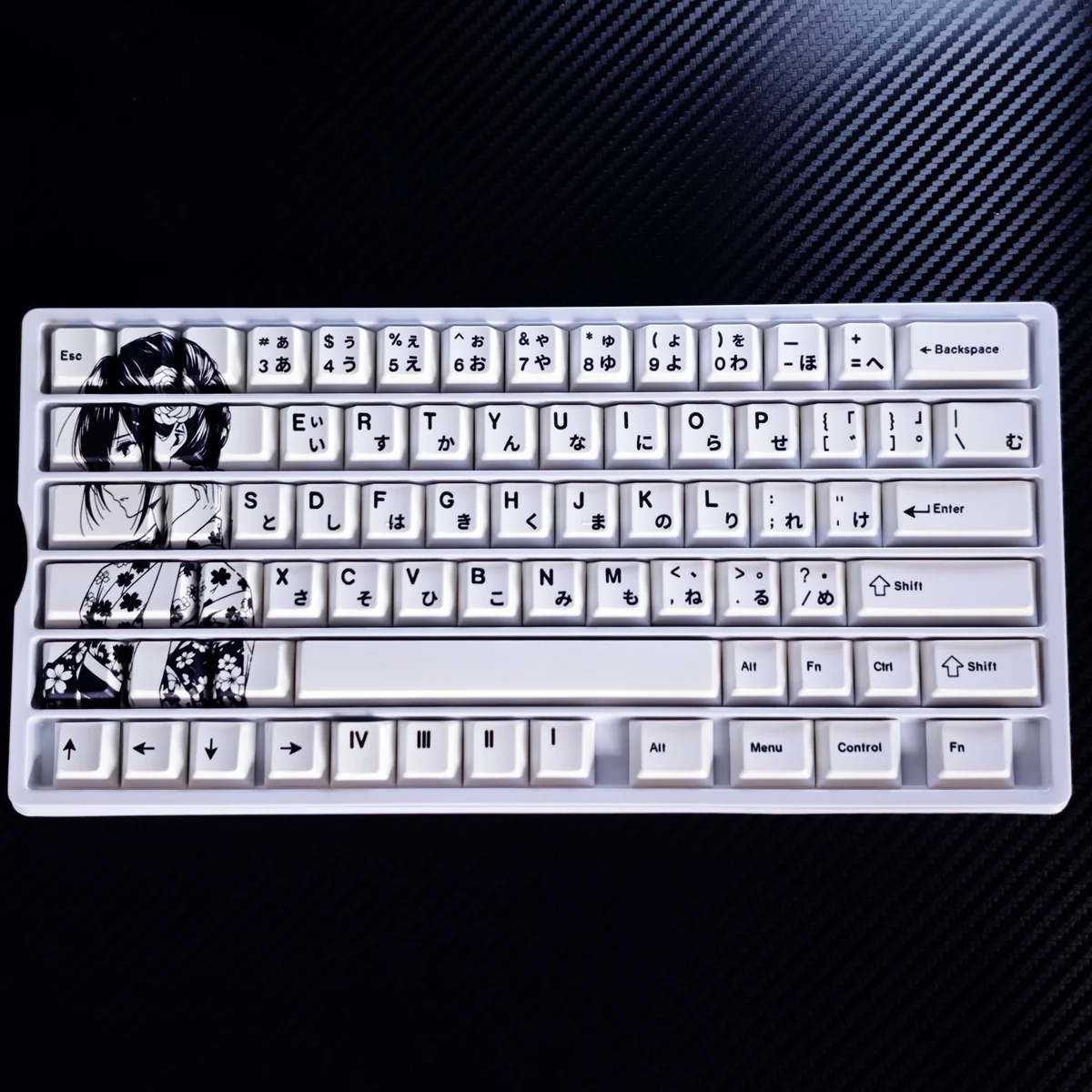 Detailed product gallery views of Citrus Mei Aihara PBT dye-sub keycaps, highlighting vibrant anime art and premium quality from multiple perspective.