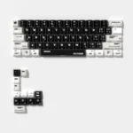 Code Invasion Keycap set. Detailed artistic views reveal the dark, hacker-themed design with glowing side-printed hacker legends, perfect for a futuristic keyboard.