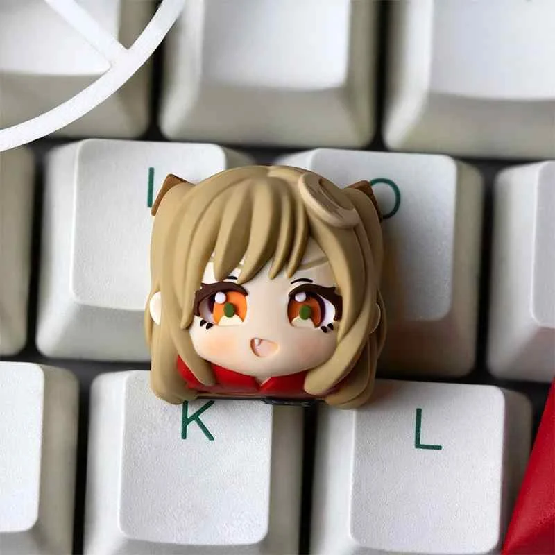 Kaguya Keycap showcasing its handcrafted celestial princess design from multiple angles, highlighting the intricate details.