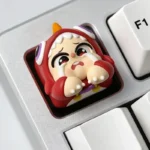 Artistic Crying Baby dinosaur artisan resin keycap, handcrafted with a whimsical green tearful dino, enhancing your keyboard with unique, adorable art.