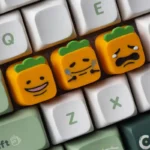 Detailed, handcrafted Cynical Carrot Tanaka keycap with a whimsical, expressive character design, enhancing any keyboard's artistic flair.