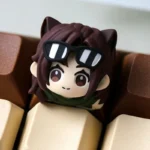 A collection of handcrafted resin Delta Force Luna tactical artisan keycaps shown from various angles, highlighting the intricate chibi character.