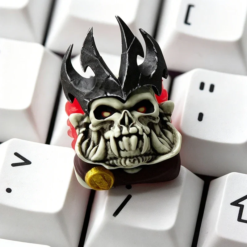 Exclusive DOTA 2 Skeleton King Keycap, an artisan resin gaming accent featuring the regal, menacing dark fantasy design of the Skeleton King.