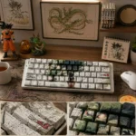 Explore the vibrant Dragon Ball Z Shenron Goku side-printed PBT keycaps set, showcasing iconic characters and unique legends from multiple playful angle.