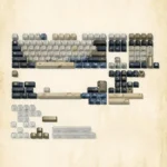 Emily Dickinson Keycaps set: Poetic Enclosed Garden Set from various angles, highlighting its literary theme, vintage aesthetic, muted tones.