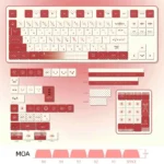 A close-up side view of the playful red emoticon keycaps, showcasing their durable PBT material and charming heart accents.