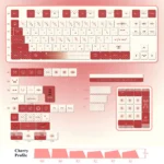 Cute red heart-themed emoticon keycaps in MOA profile, crafted from durable PBT. This playful set, neatly arranged in a box, adds charm to your keyboard.