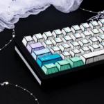 A collection of Fairy Manga PBT keycaps, showcasing exquisite, vibrant manga art of ethereal fairy characters from various angles.