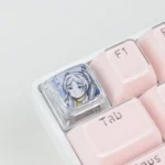 Exclusive Frieren transparent artisan keycap, from a unique angle, highlighting its elegant design and evoking Frieren's magical journey.