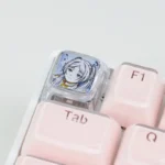 An exclusive Frieren transparent artisan keycap, exquisitely designed with Frieren from Beyond Journey's End, capturing her magical world and serene.