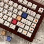 A close-up view of the premium Geometric Keycap Set, revealing its stunning modern art patterns and precise, clean lines for a minimalist aesthetic.