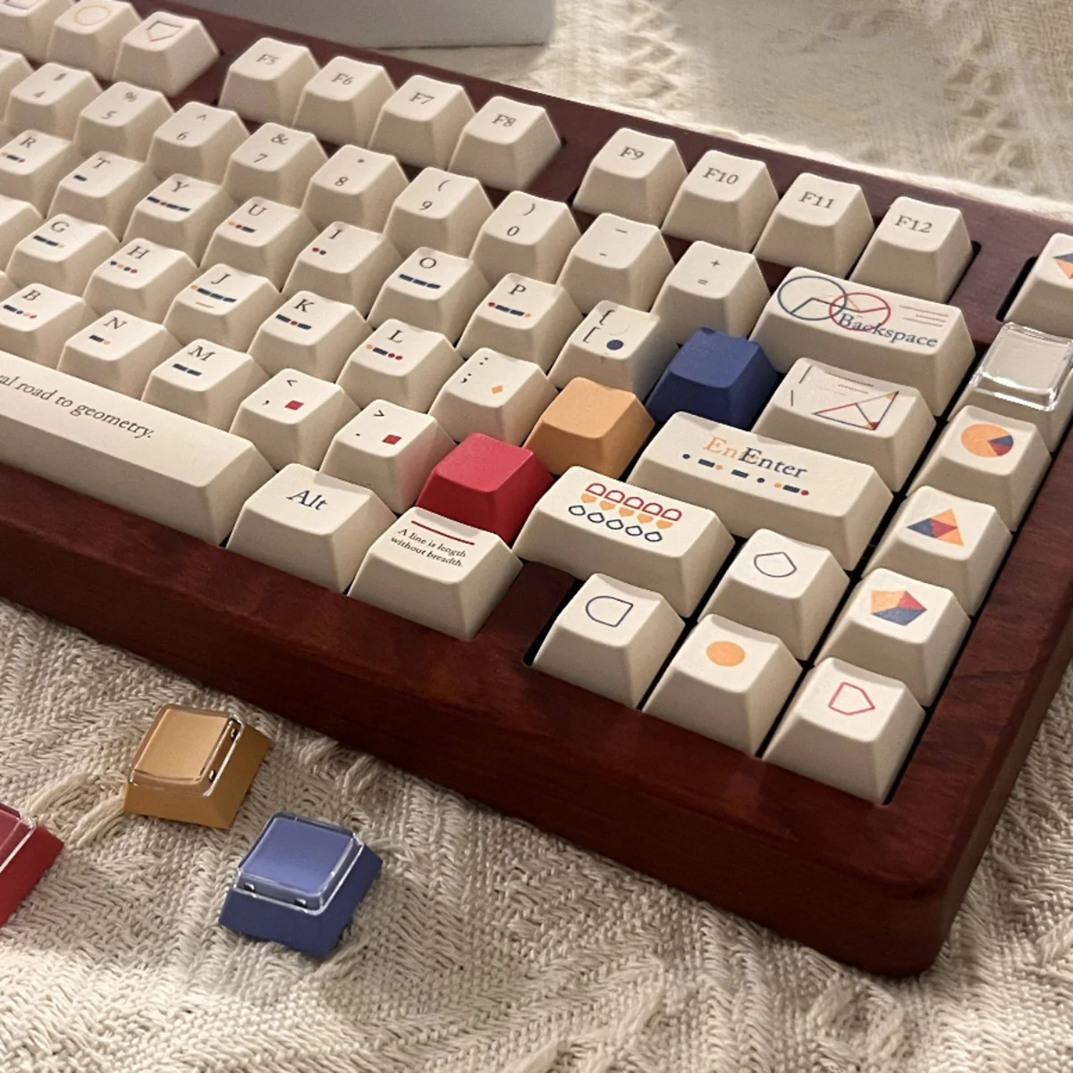 Explore the stunning Geometric Keycap Set from multiple angles, showcasing its modern geometric patterns, clean lines, and premium precision design.