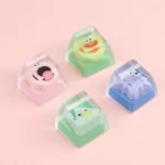 Playful Geometric Monster Keycap, a vibrant artisan ESC key for custom keyboards, featuring unique abstract designs that add personalized flair.