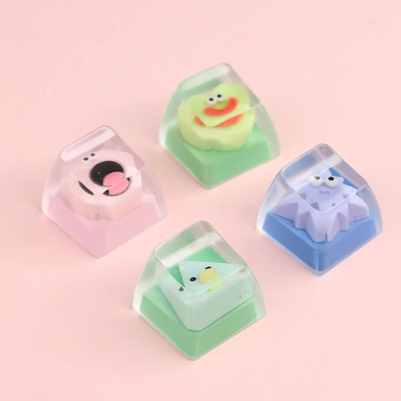 Playful Geometric Monster Keycap, a vibrant artisan ESC key for custom keyboards, featuring unique abstract designs that add personalized flair.