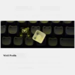 A detailed close-up of the luminous gradient cat ear keycap set, showcasing its vibrant color flow, playful glowing accents, and clear side legends.