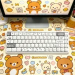 Exclusive Gray Rilakkuma PBT MOA Keycap Set, showcasing beloved characters in a sophisticated, minimalist design for a serene desktop aesthetic.