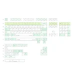 Nostalgic Green Apple Paradise PBT Dye-Sub Keycaps, vibrant playful green apple designs from various angles, for a fresh retro keyboard.