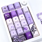 Experience the exclusive Honkai Kiana Kaslana Keycaps: Herrscher of Finality PBT Dye-Sub set, showcasing its dynamic anime aesthetics and Kiana's elegant design.