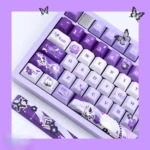 Honkai Kiana Kaslana Herrscher of Finality PBT dye-sub keycaps from a unique angle, showcasing vibrant anime aesthetics for Honkai Impact 3rd enthusiasts.