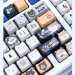 Close-up of the exclusive Honkai Star Rail Cifera PBT keycap set, showcasing vibrant cosmic character art and premium gaming aesthetics for a truly fans collection.