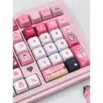 Exclusive Honkai Star Rail Evanescia PBT keycaps set. Detailed view of mystical crimson and indigo hues, elegant character design, and premium PBT material.