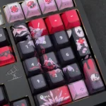 Official Honkai Star Rail Evernight PBT keycap, presented from various angles. Its premium ethereal celestial design features striking folded shadow aesthetics