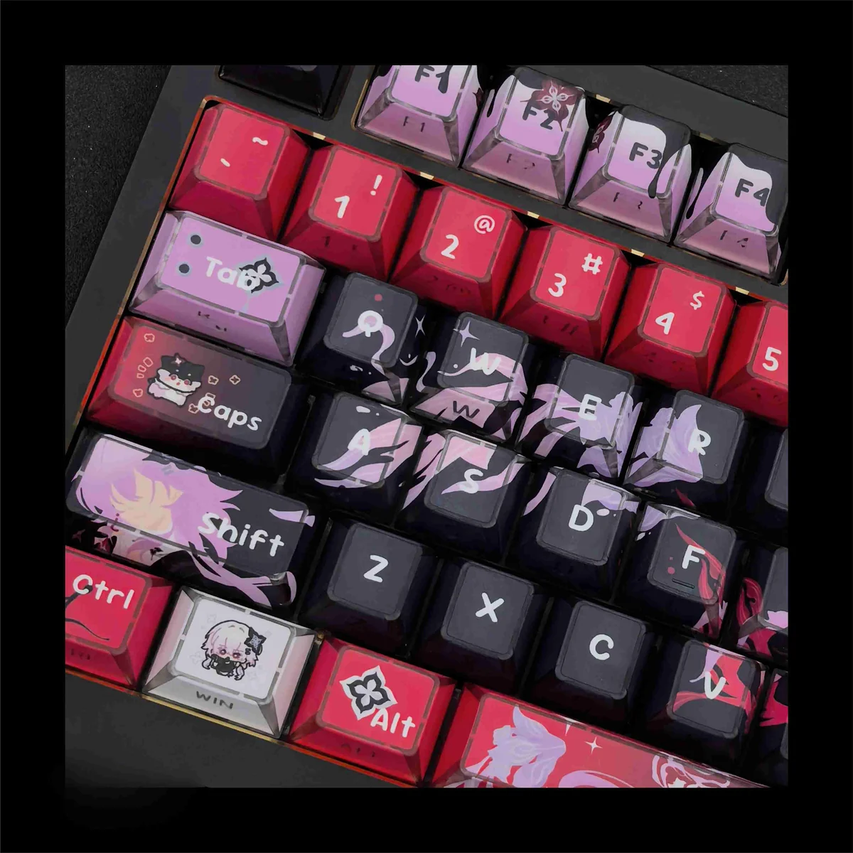 Official Honkai Star Rail Evernight Folded Shadow PBT Keycap, showcasing its ethereal celestial design from multiple premium angles.