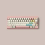 Iridescent Milky White Breakfast PBT Dye-Sub Keycaps featuring pastel motifs, vibrant rainbow accents, and durable milky white design.