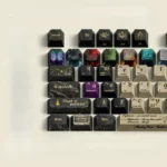 Book of Potions Magic Keycap Set gallery, displaying various angles of artistic keycaps with mystical alchemical symbols and ancient arcane texts.