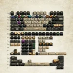 Exclusive Book of Potions Magic Keycap Set, showcasing mystical alchemical symbols and arcane texts on a scholarly backdrop for artistic keyboards.