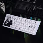 Iconic Hunter x Hunter Killua PBT keycaps. Vibrant Zoldyck art with five-sided dye-sublimation from an artistic angle.