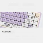 Close-up of the playful Crystal Jelly Kuromi Keycap Set, showcasing its translucent design and mischievous character for collectors.