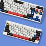Charming Pingu keycaps set featuring exclusive Pingu IP and premium PBT dye-sub, with whimsical arctic and clean Japanese aesthetics.