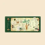 Detailed view of the unique dye-sublimated Magical Herbalism Desk Mat, revealing mystical botanical illustrations and an enchanting, earthy-magical color palette.