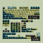 Detailed view of Middle Earth PBT keycaps set, displaying the immersive ancient map design and the rich fantasy aesthetic of the 140-key set.