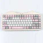 Whimsical Miffy keycap set featuring glowing cat ears and vibrant RGB lighting, showcasing a playful magnetic switch design.