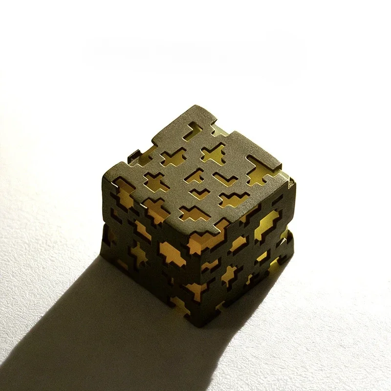 Detailed view of a handcrafted resin Minecraft Glowstone keycap, showcasing its iconic pixelated design and vibrant translucent glow for gamers.