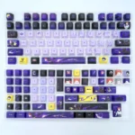 Premium PBT dye-sublimated Overwatch Moira keycap set, showcasing its sophisticated, dark, and futuristic gaming aesthetic on a clean display.