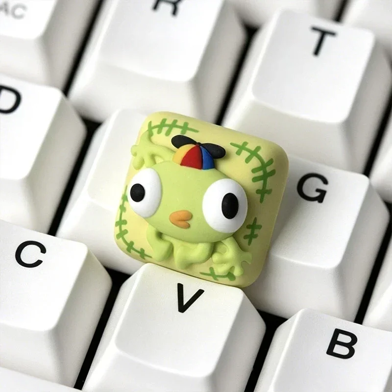Whimsical PEAK Bing Bong artisan keycap, showcasing its vibrant, hand-painted details and sculpted character from various angles for unique keyboard.