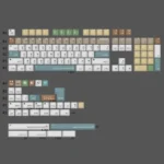 Detailed view of the Pixel Tibetan Secret Keycap Set, highlighting its unique retro pixel art and mystical ancient Tibetan script legends from a fresh angle.