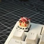 San's Spirit Princess Mononoke handcrafted resin keycaps displayed from multiple angles, highlighting intricate detail and whimsical vibrant artistry design.