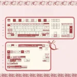 A close-up of the unique Raspberry Mousse PBT Dye-Sub keycaps set, showcasing their soft berry palette and playful, dessert-like aesthetic.