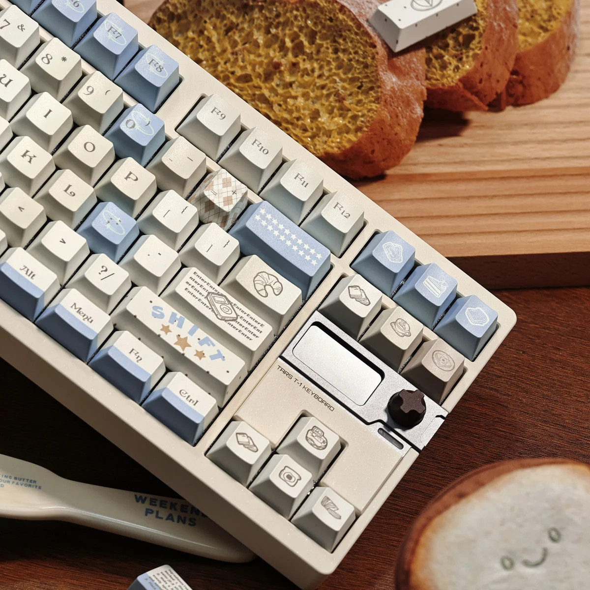 Formula PBT Dye-Sub Cherry Keycaps from a side angle, emphasizing the ergonomic Cherry profile and the lasting clarity of its precision dye-sublimated.