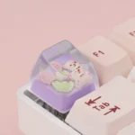 Unique rose bear artisan keycap, meticulously handcrafted from translucent resin, adding whimsical charm to your ESC key.